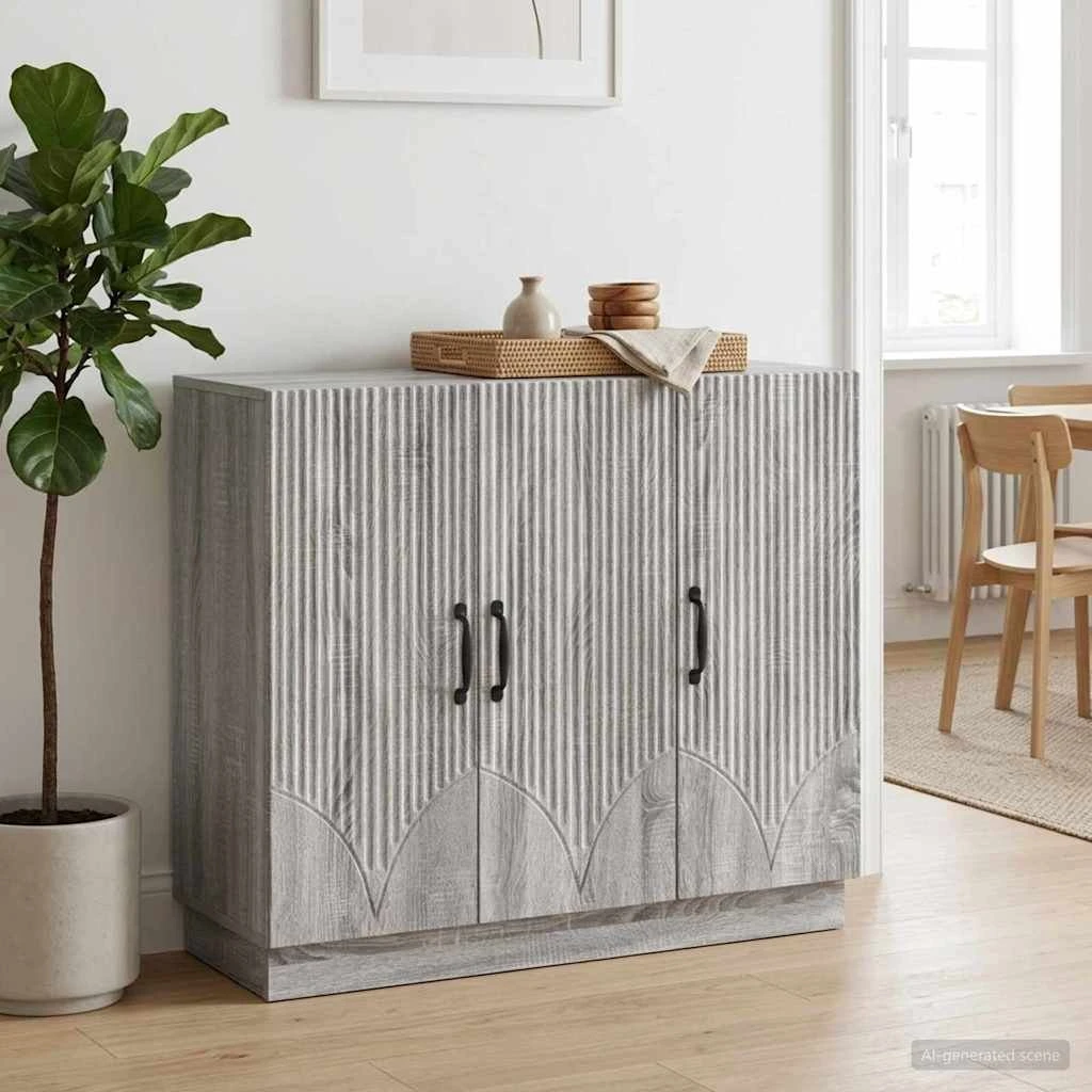 vidaXL Sideboard Grå Sonoma-eg 89 x 34,5 x 77 cm