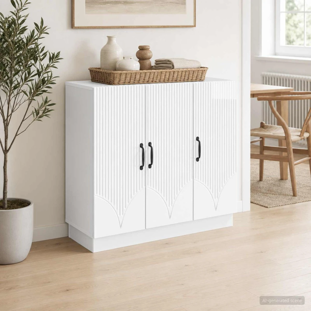 vidaXL Sideboard i hvid højglans, 89 x 34,5 x 77 cm