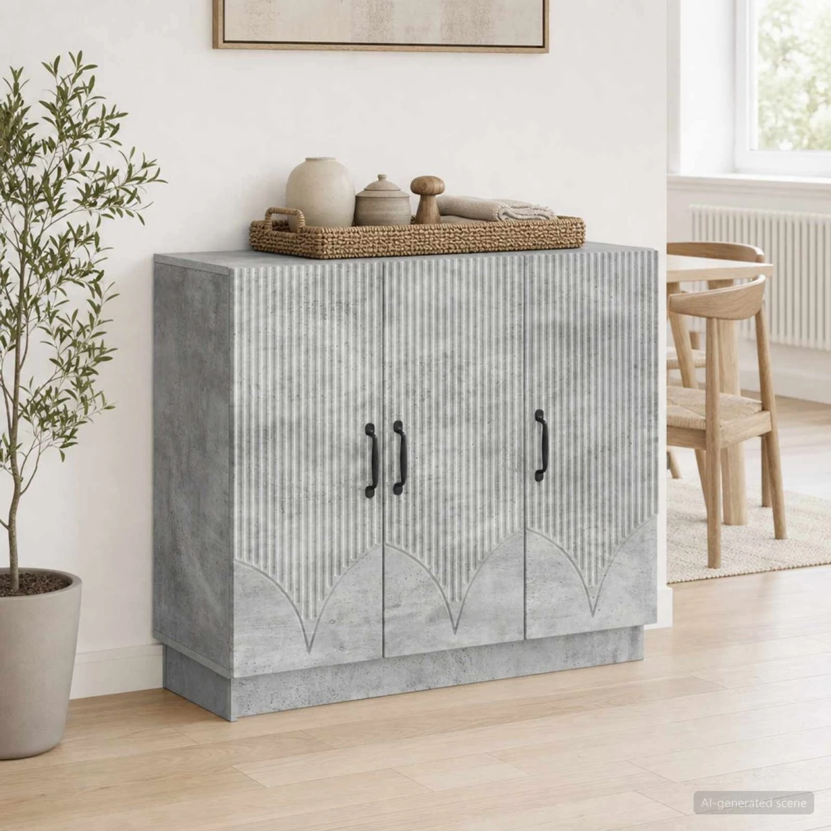 vidaXL Sideboard Betongrå 89 x 34,5 x 77 cm