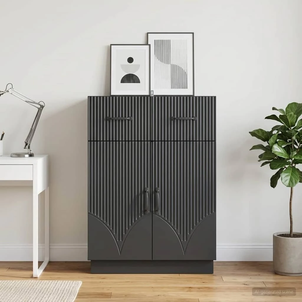vidaXL Sideboard med skuffe og døre, Sort, 66 x 34,5 x 87 cm