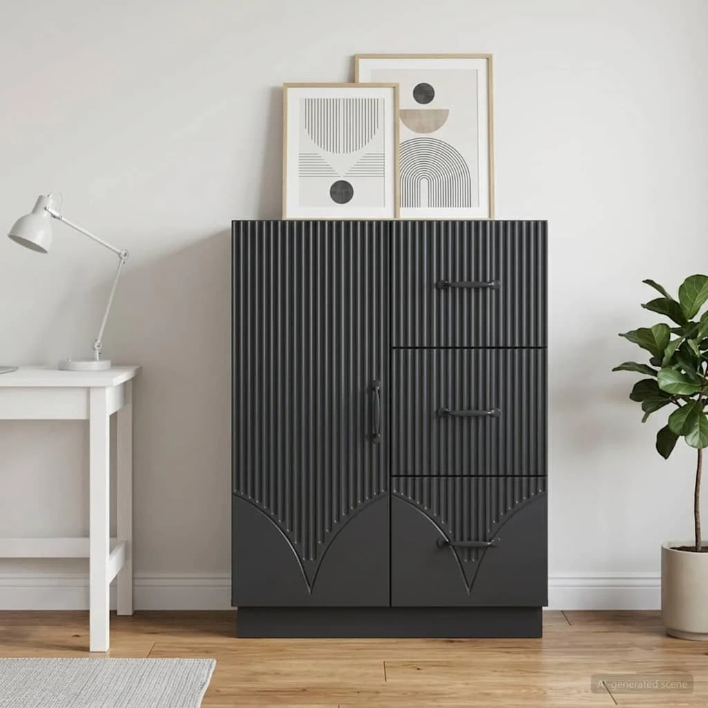 vidaXL Sideboard med skuffe, Sort, 66 x 34,5 x 87 cm