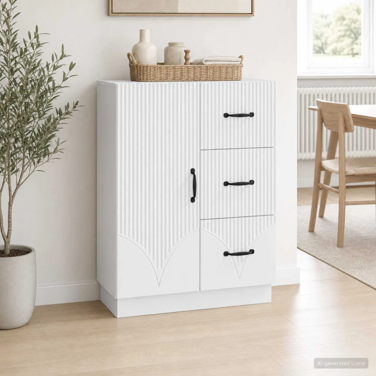 vidaXL Sideboard Hvid 66 x 34,5 x 87 cm i konstrueret træ