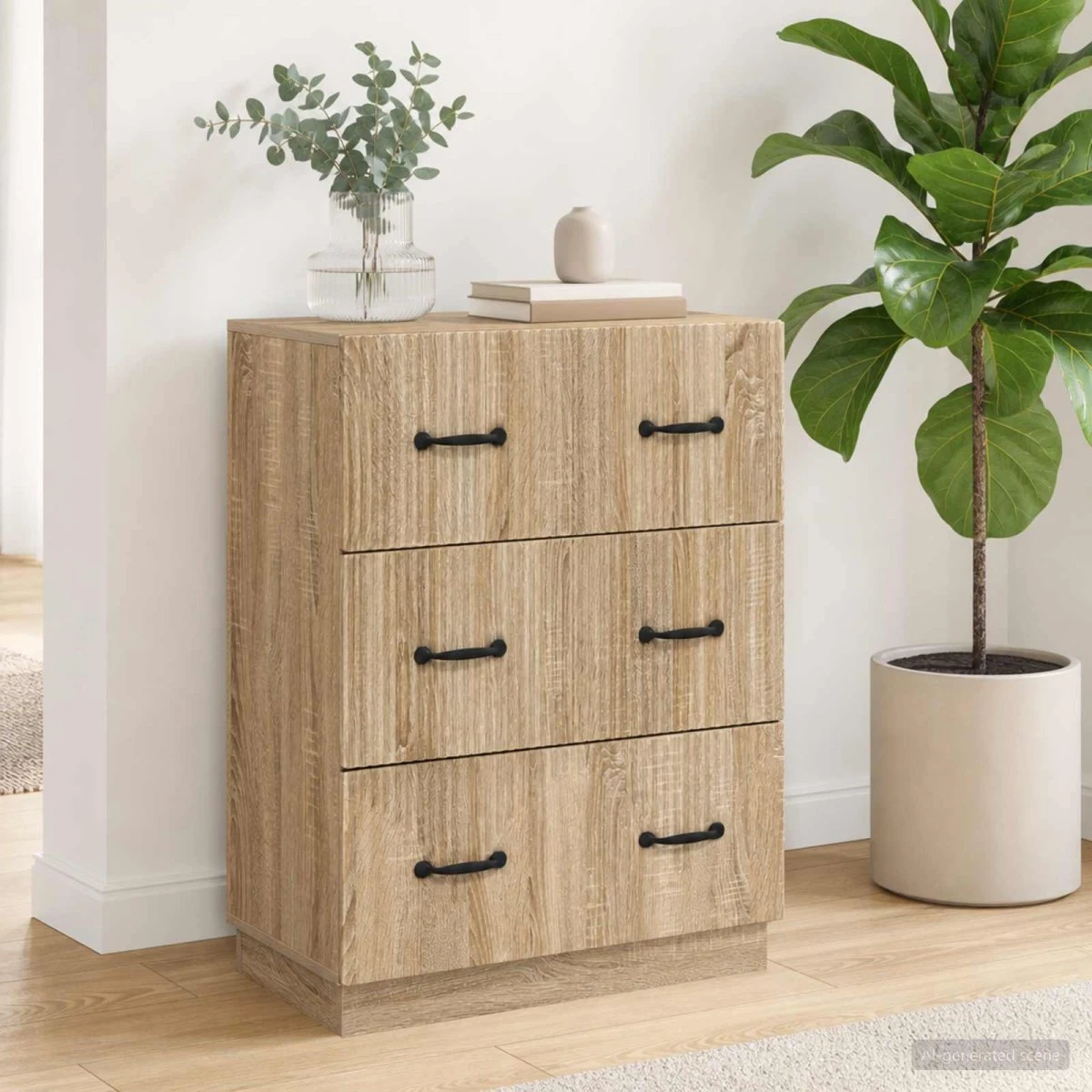 vidaXL Skuffeskab Sonoma-eg, 66 x 34,5 x 87 cm
