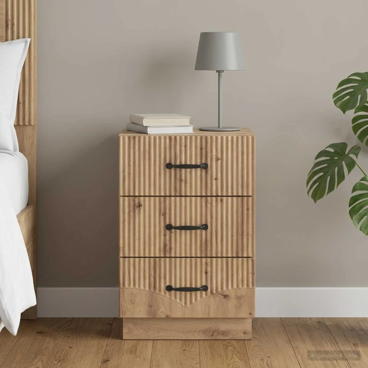 vidaXL Natskab Artisan-eg 43 x 41 x 63,5 cm - Sengebord med 3 skuffer