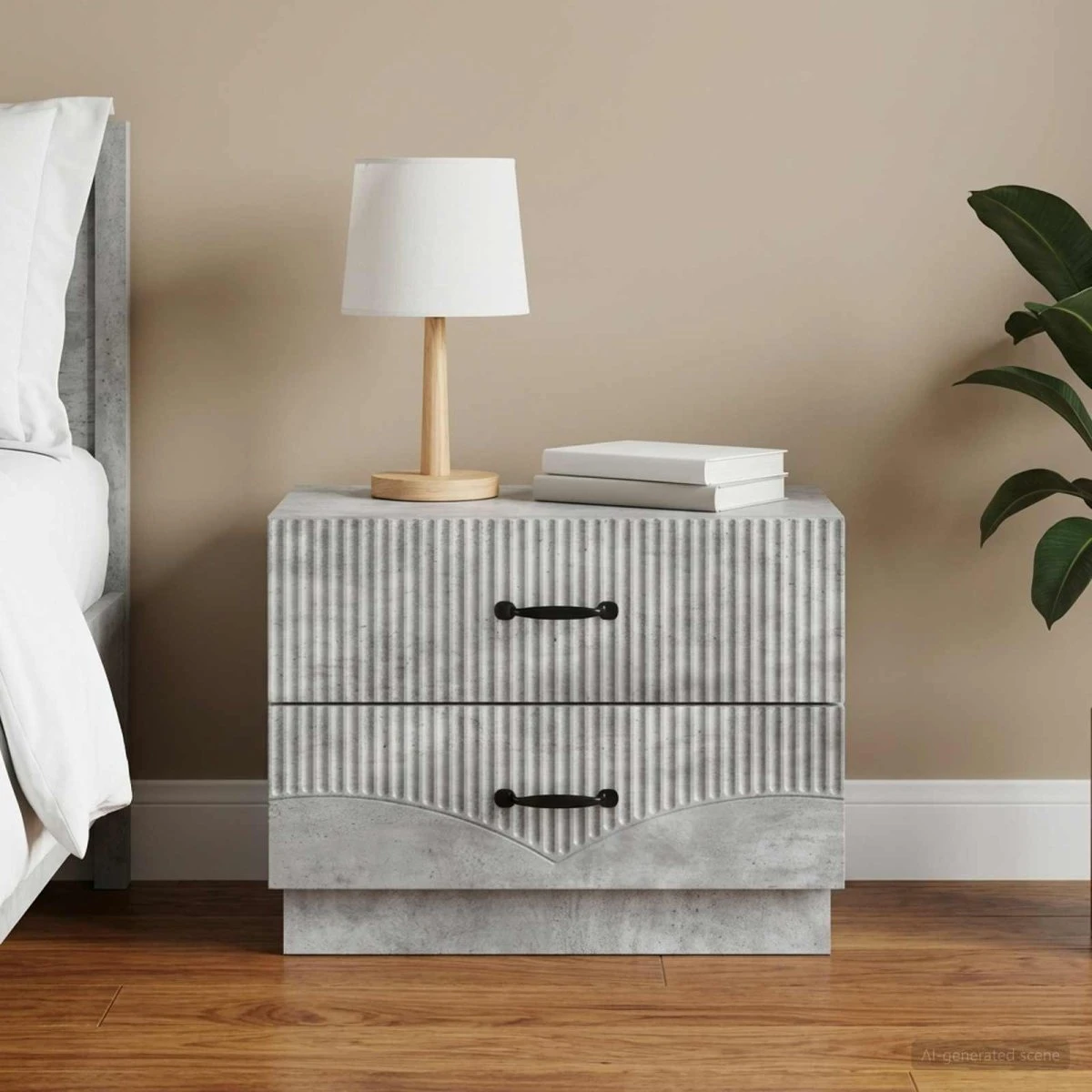 vidaXL Natskab Betongrå 62 x 34,5 x 44,5 cm - Konstrueret træ