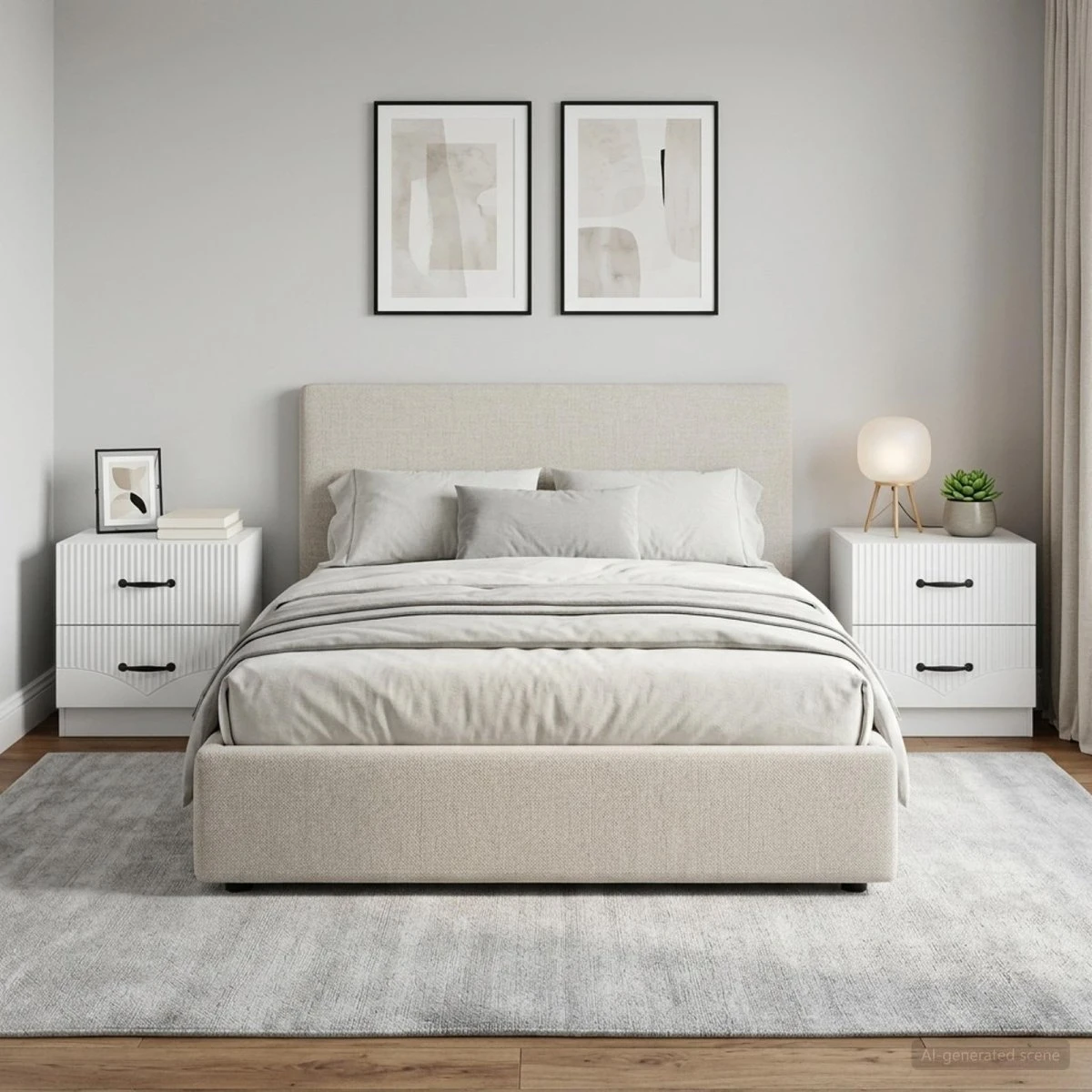 vidaXL Natskab 2 stk. Hvid 43 x 34,5 x 44,5 cm