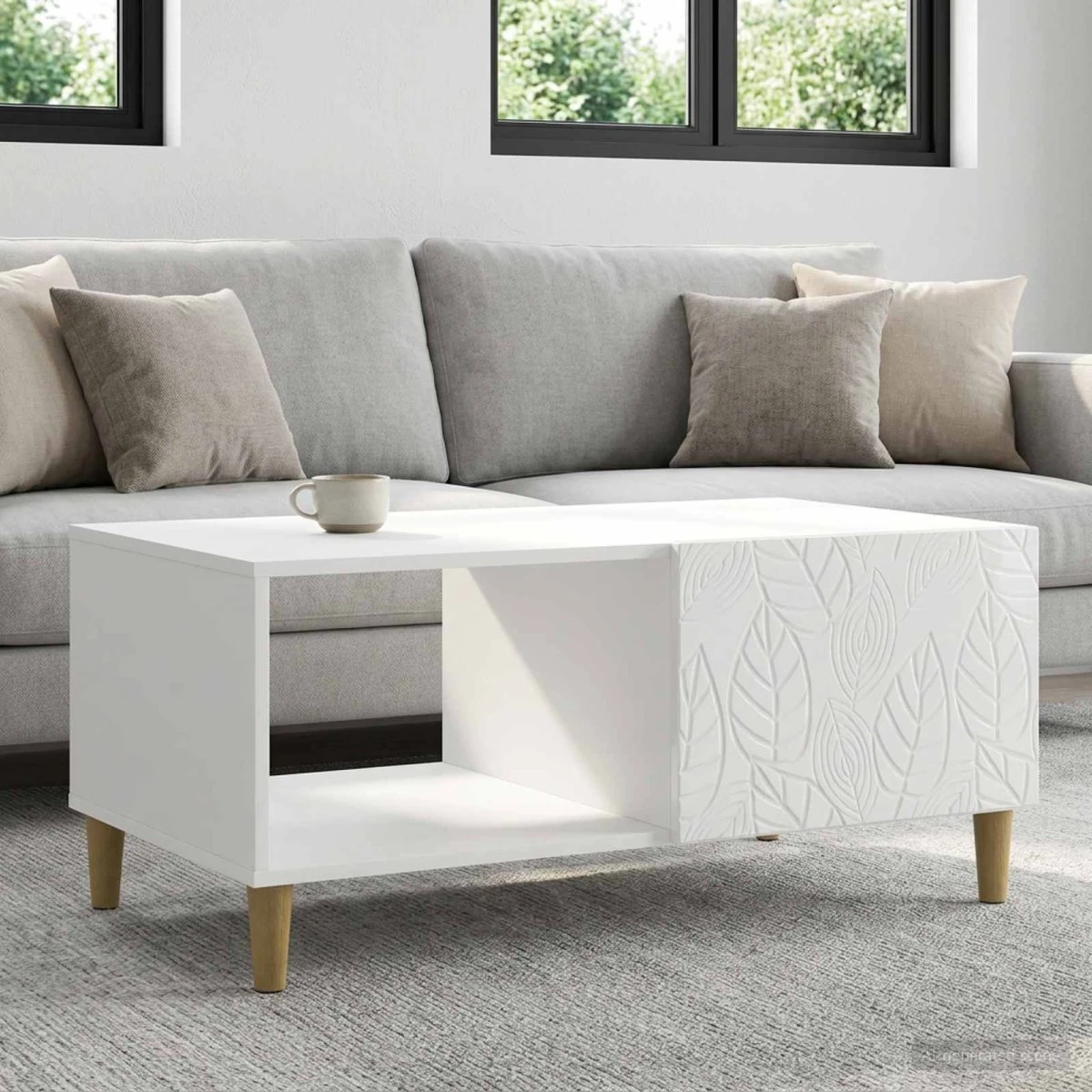 vidaXL Sofabord Hvid Højglans 90 x 50 x 40 cm