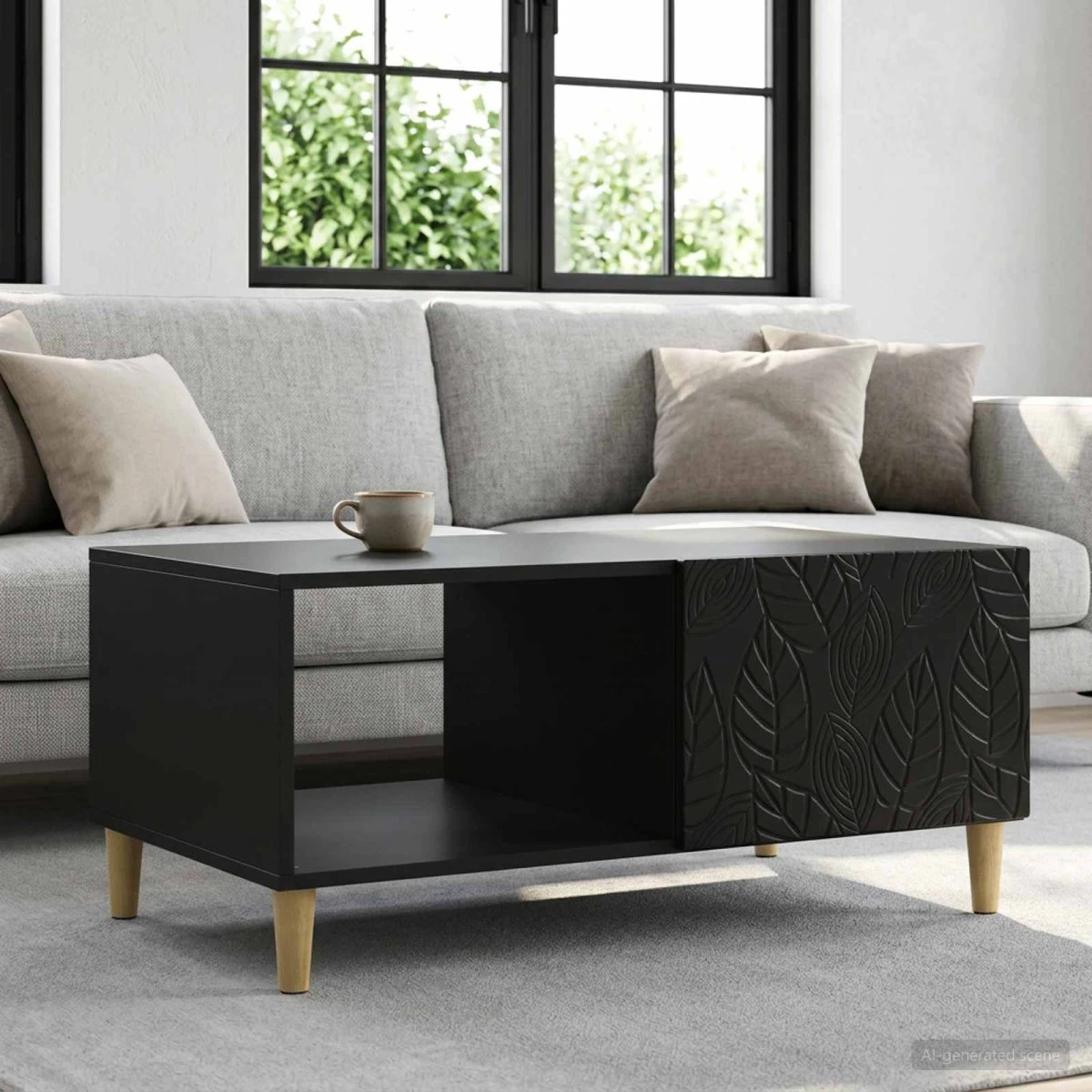 vidaXL Sofabord Sort 90 x 50 x 40 cm i konstrueret træ