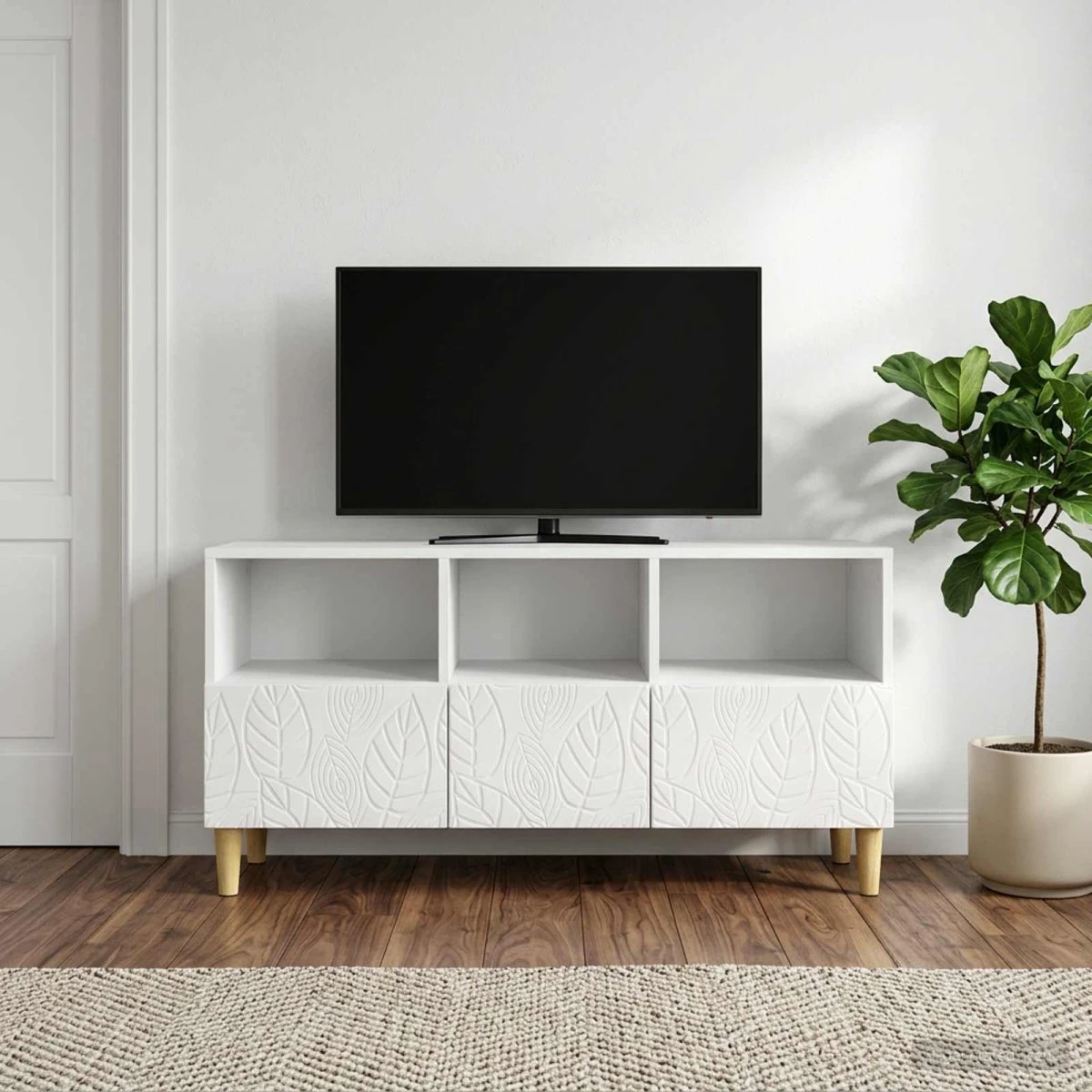 vidaXL TV-skab i hvid højglans - 102 x 34,5 x 50 cm