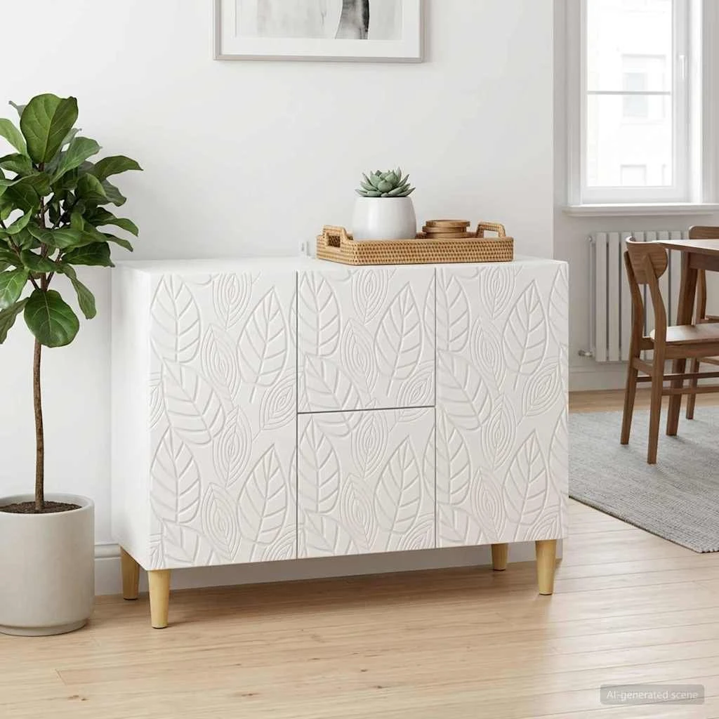 vidaXL Sideboard Hvid Højglans 89x34,5x60 cm