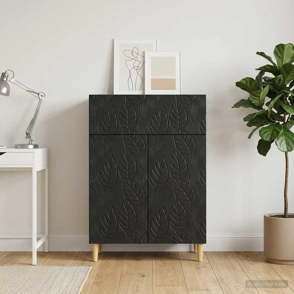 vidaXL Sideboard Sort 66 x 34,5 x 90 cm i Konstrueret Træ