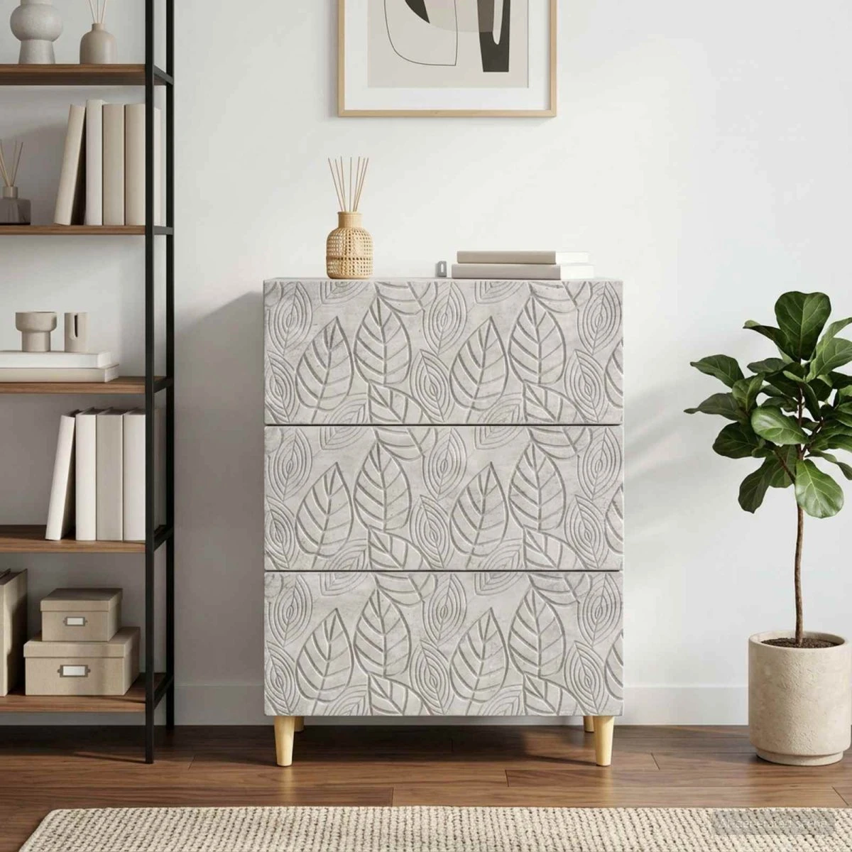 vidaXL Skuffeskab 66 x 34,5 x 90 cm i betongrå konstrueret træ