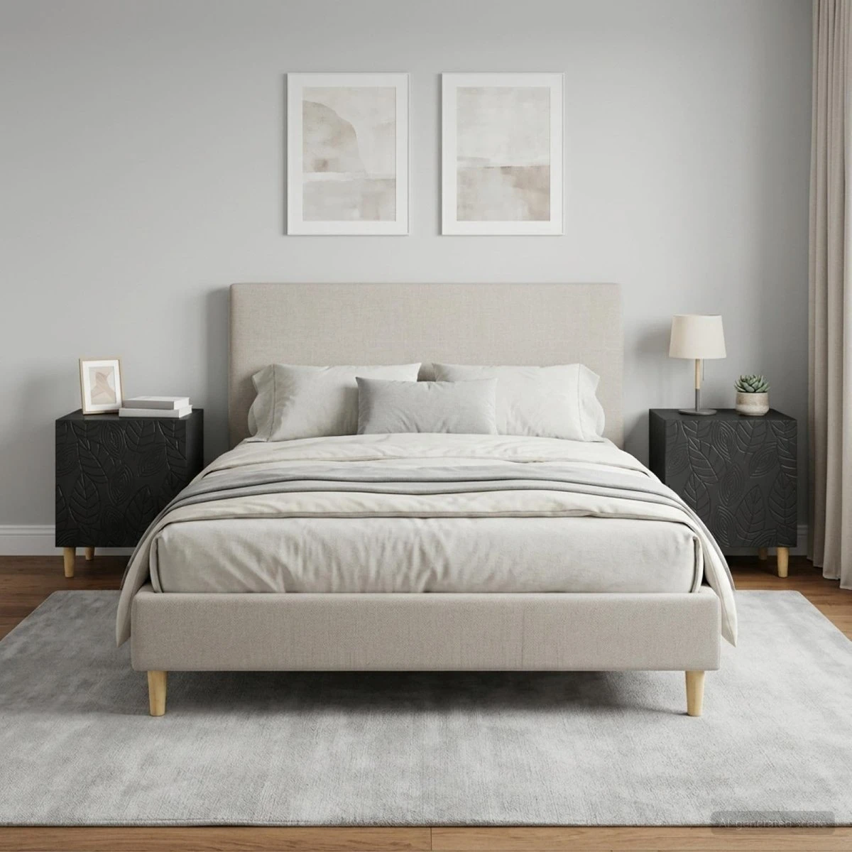 vidaXL Sengebord 2 stk. Sort, 43 x 34,5 x 50 cm