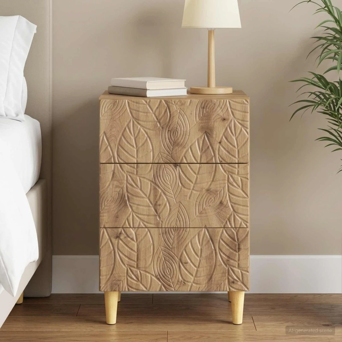 vidaXL Sengebord Artisan-eg 43 x 39,5 x 66,5 cm med 3 skuffer