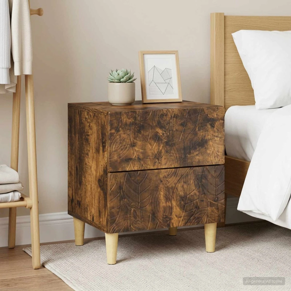 vidaXL Sengebord 2 stk. Røget eg 43 x 34,5 x 48 cm