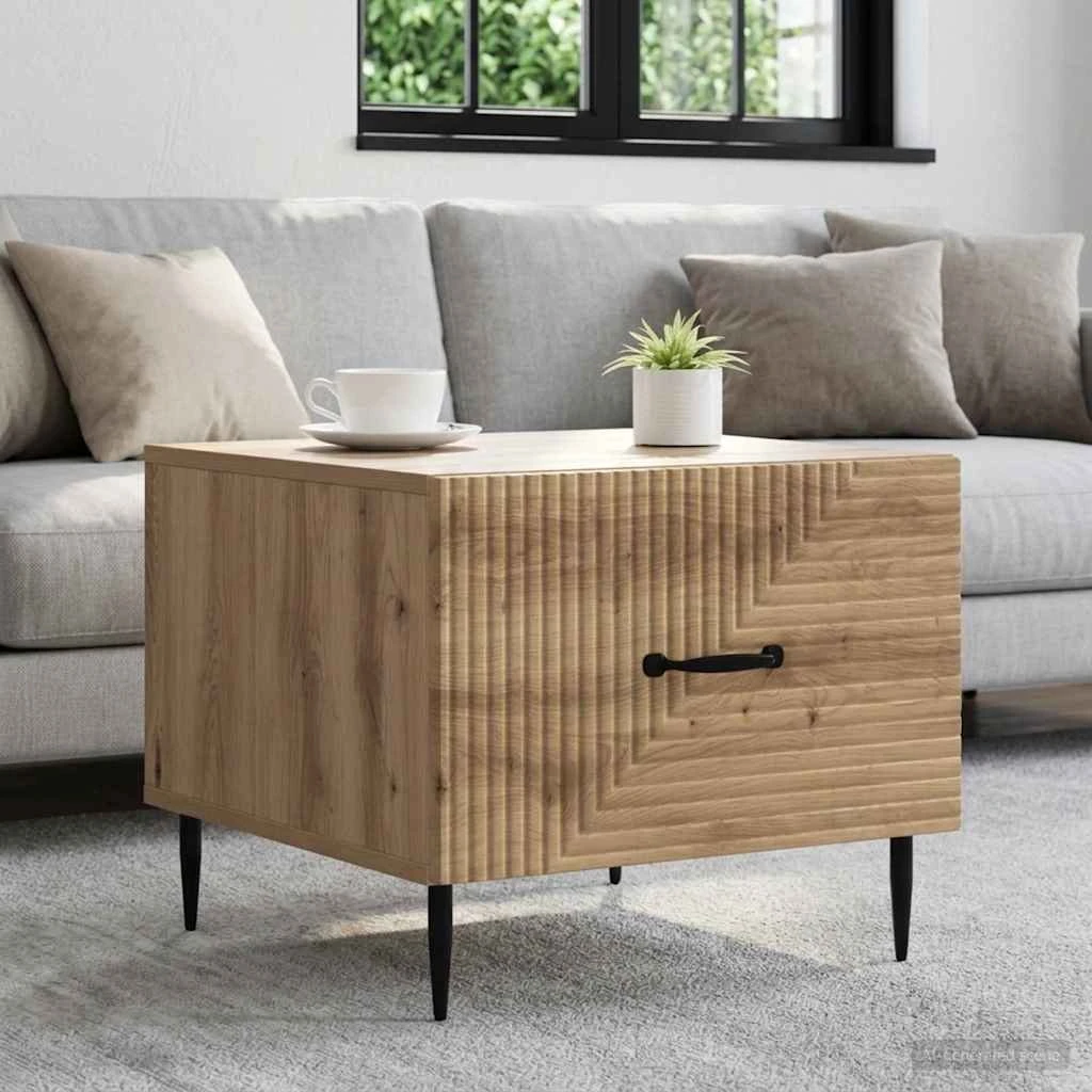 vidaXL Sofabord Artisan-eg 49 x 50 x 40 cm med skuffe