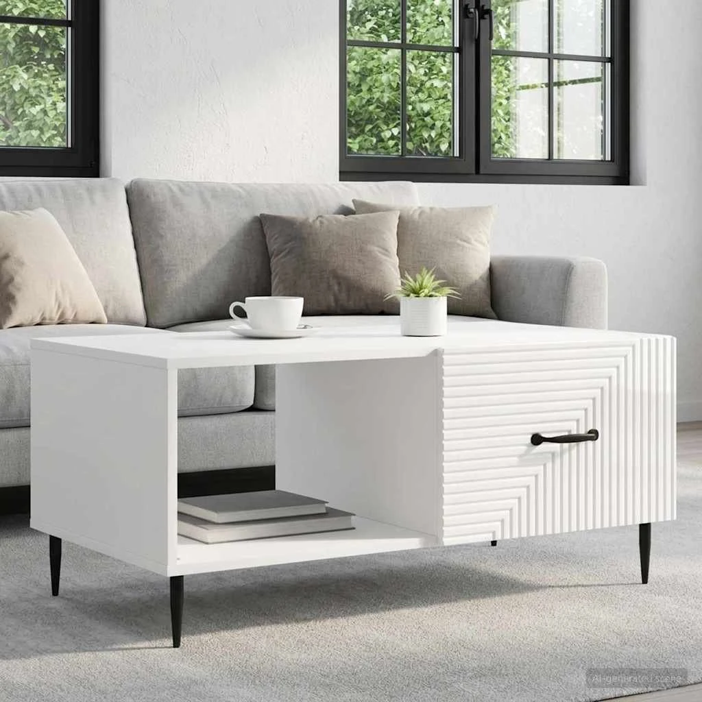 vidaXL Sofabord Hvid Højglans 90 x 50 x 40 cm