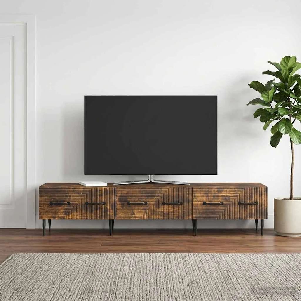 vidaXL TV-skab med skuffe i røget eg, 147 x 34,5 x 30 cm