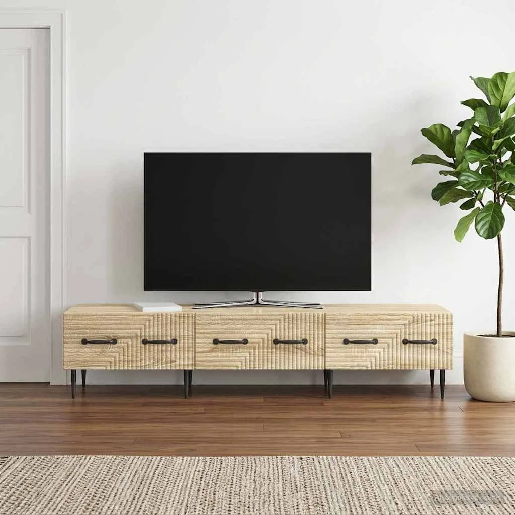 vidaXL TV-skab Sonoma-eg 147 x 34,5 x 30 cm med 3 skuffer