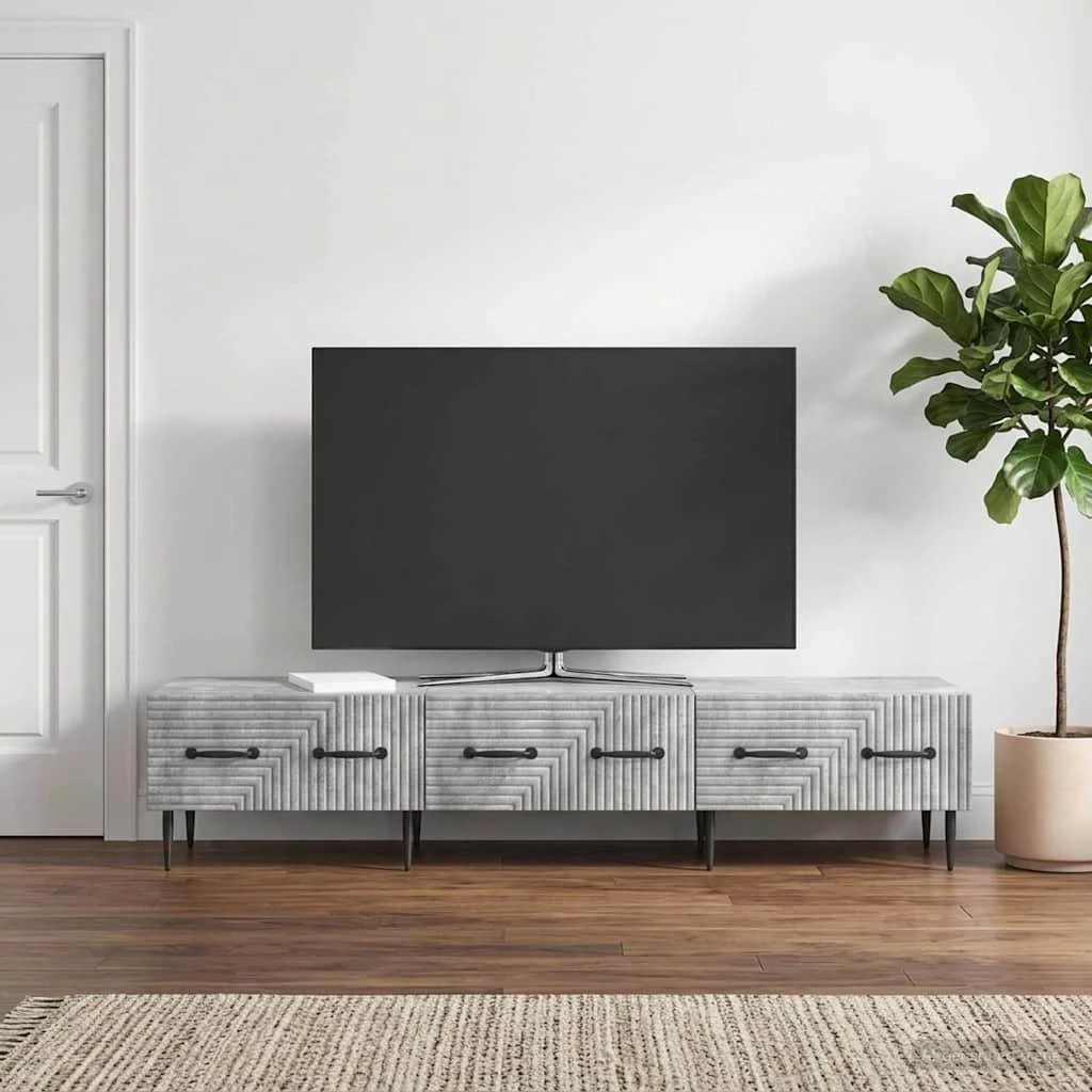 vidaXL TV-skab med 3 skuffer, betongrå, 147 x 34,5 x 30 cm
