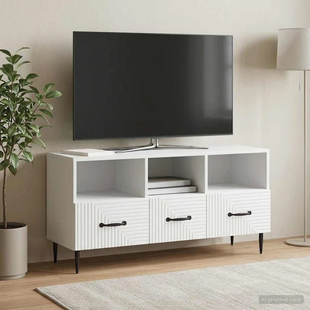 vidaXL TV-skab med skuffer, Hvid 102 x 34,5 x 50 cm