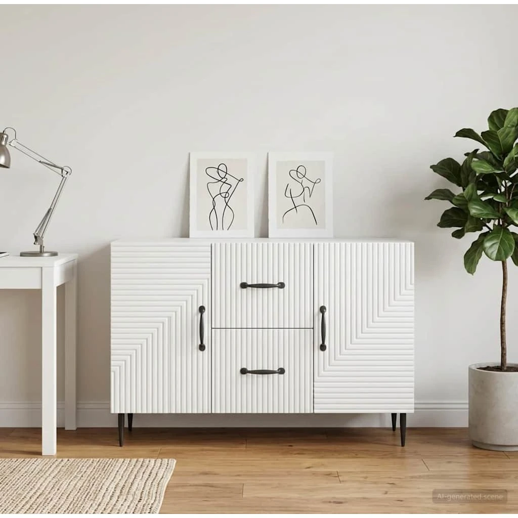 vidaXL Sideboard Hvid Højglans 89 x 34,5 x 60 cm