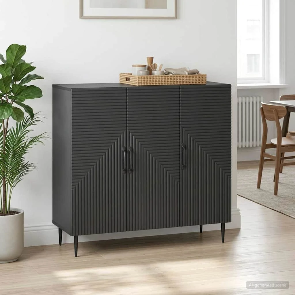 vidaXL Sideboard Sort 89 x 34,5 x 80 cm i konstrueret træ