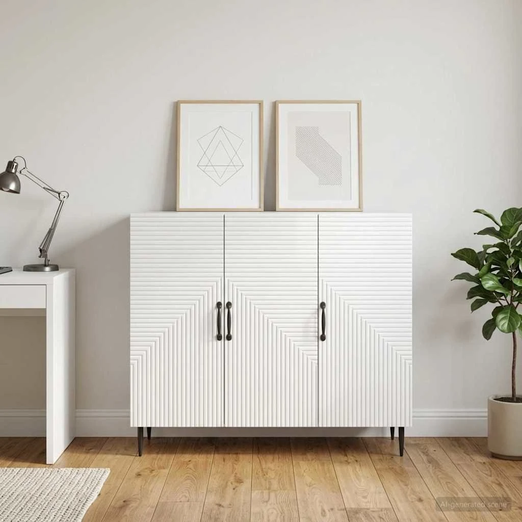 vidaXL Sideboard i hvid højglans - 89 x 34,5 x 80 cm