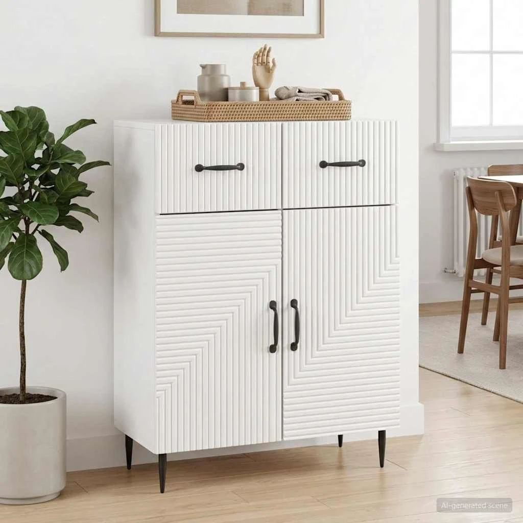 vidaXL Sideboard Hvid Højglans 66 x 34,5 x 89,5 cm