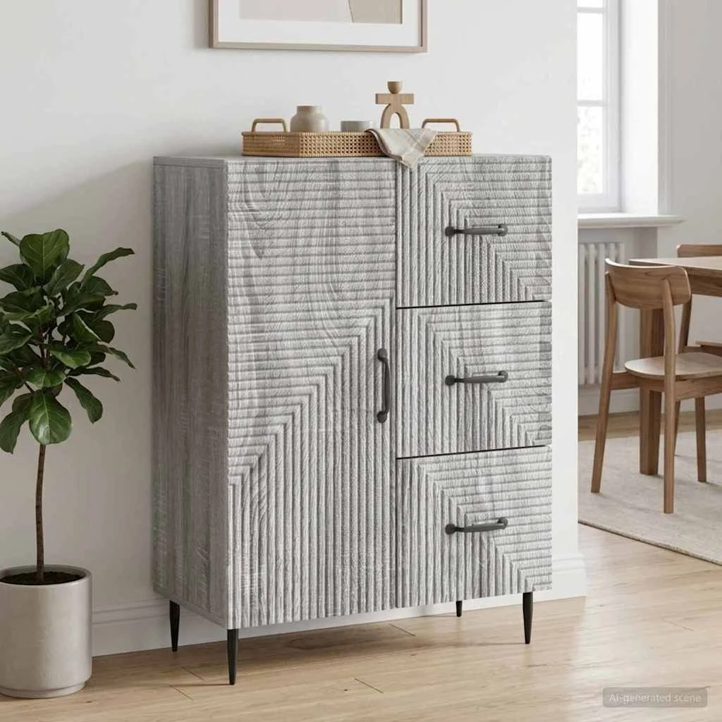 vidaXL Sideboard Grå Sonoma-eg, 66 x 34,5 x 89,5 cm