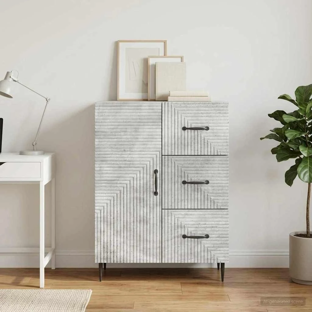 vidaXL Sideboard Betongrå 66 x 34,5 x 89,5 cm i Konstrueret Træ