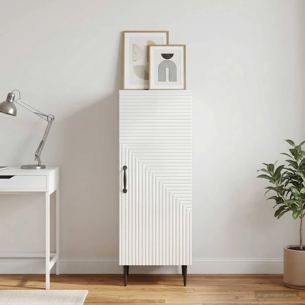 vidaXL Sideboard Hvid Højglans 33 x 34,5 x 89,5 cm