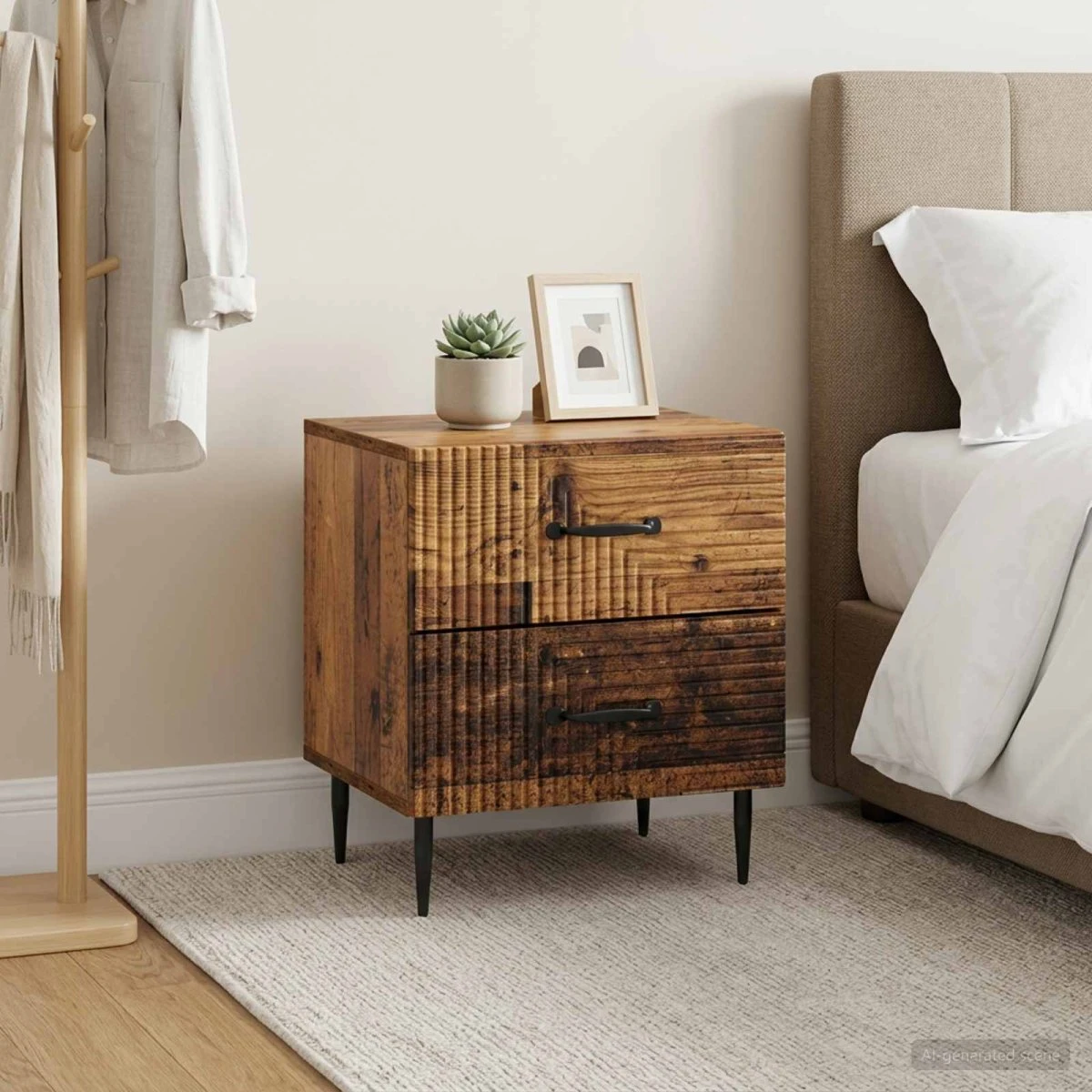 vidaXL Natskab 2 stk. Gammelt træ 43 x 34,5 x 47,5 cm
