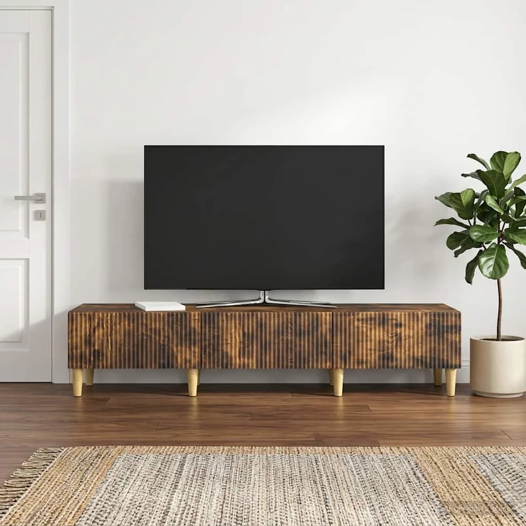 vidaXL TV-skab med 3 skuffer i røget eg, 147 x 34,5 x 30 cm