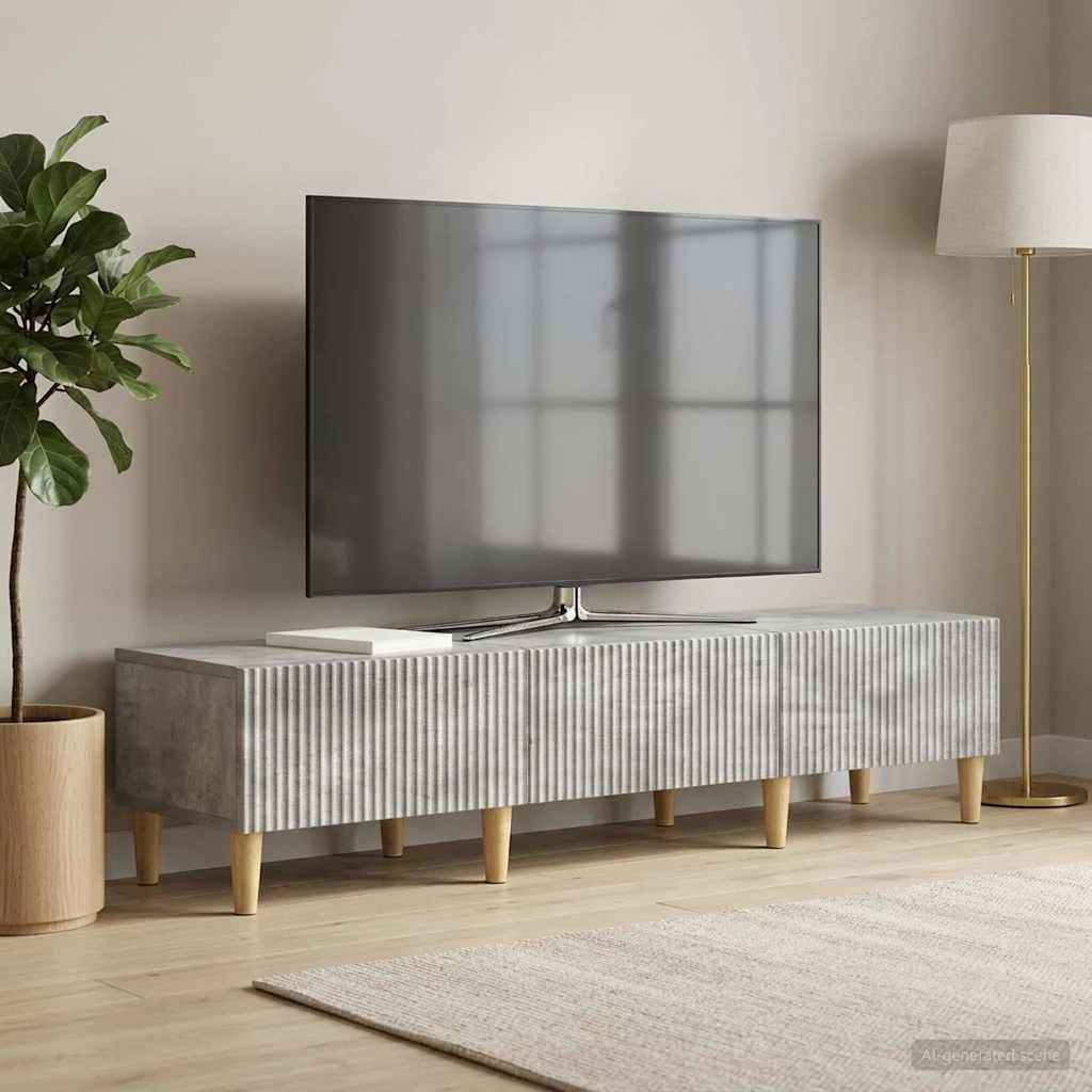 vidaXL TV-skab med 3 skuffer, Betongrå, 147 x 34,5 x 30 cm