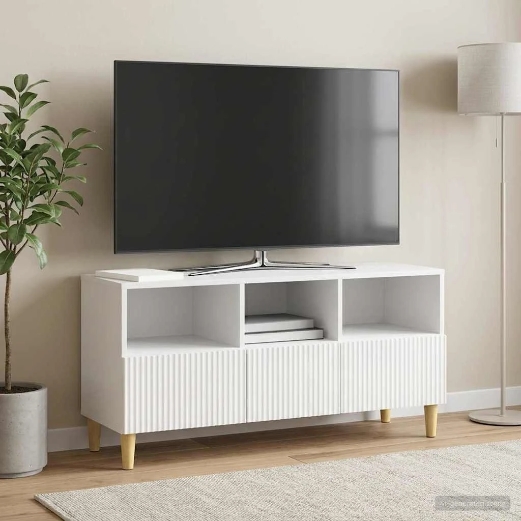 vidaXL TV-skab 102 x 34,5 x 50 cm Hvid Højglans
