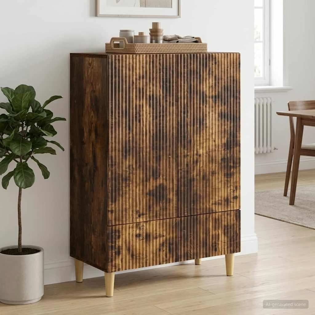 vidaXL Sideboard med skuffe i røget eg, 66 x 34,5 x 95 cm