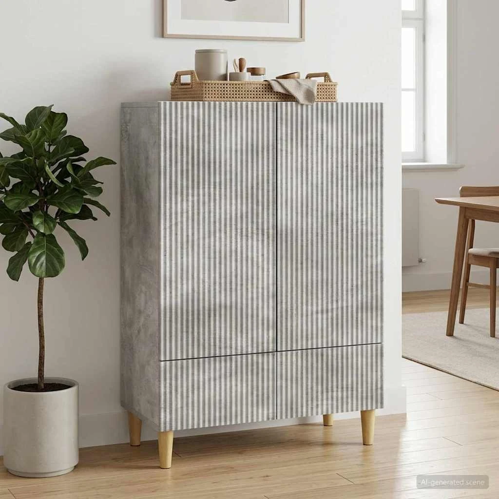 vidaXL Sideboard med skuffe, Betongrå, 66 x 34,5 x 95 cm
