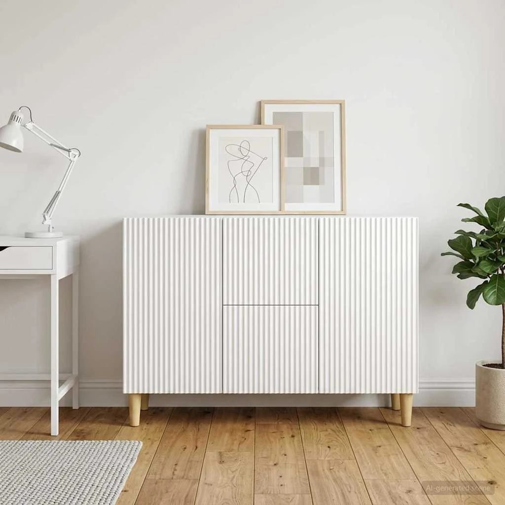 vidaXL Sideboard Hvid Højglans 89 x 34,5 x 60 cm