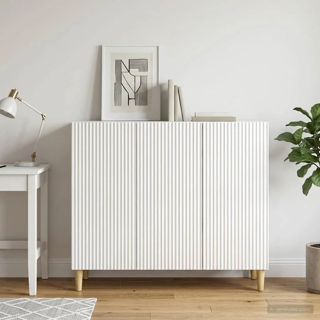 vidaXL Sideboard Hvid Højglans 89 x 34,5 x 80 cm