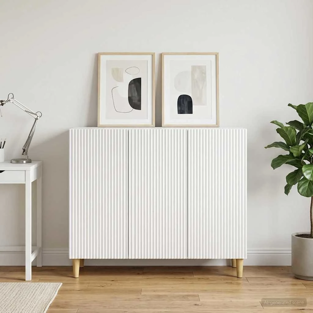 vidaXL Sideboard Hvid 89 x 34,5 x 80 cm i konstrueret træ