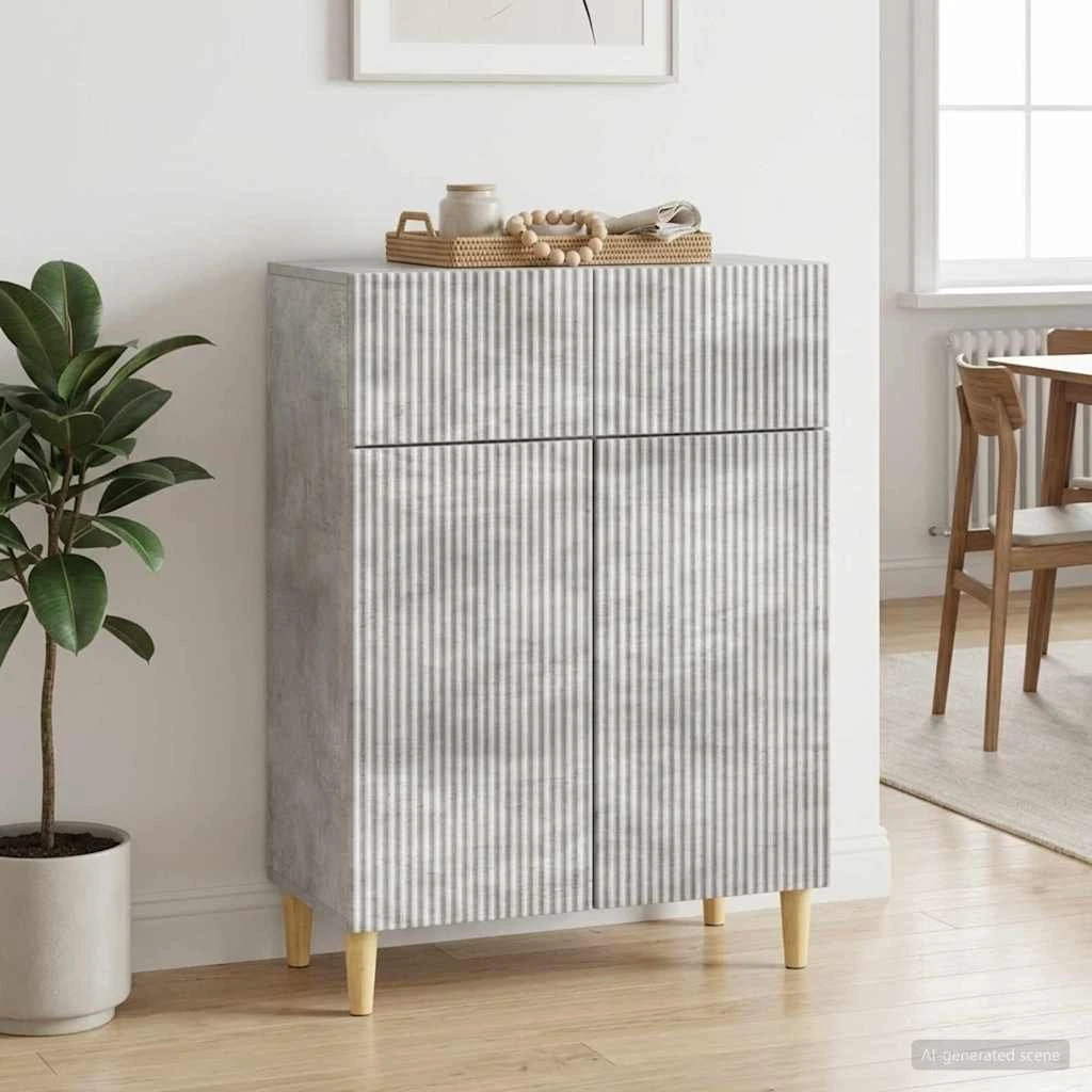 vidaXL Sideboard med skuffe, Betongrå, 66 x 34,5 x 90 cm