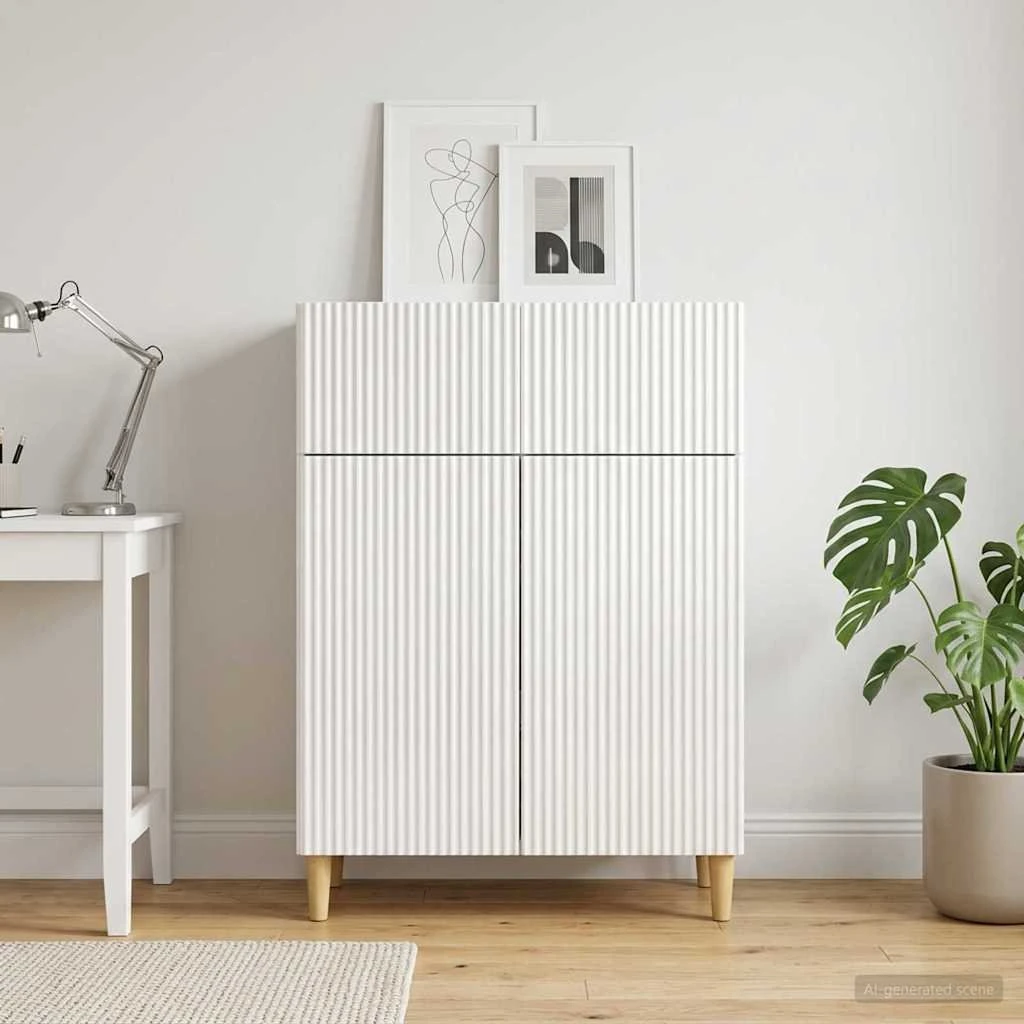 vidaXL Sideboard Hvid Højglans 66 x 34,5 x 90 cm