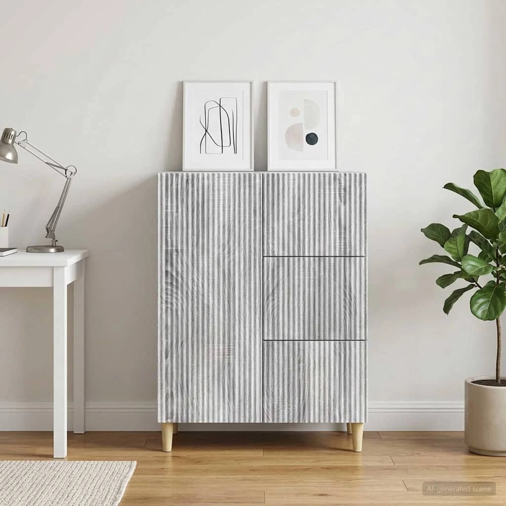 vidaXL Sideboard Grå Sonoma-eg, 66 x 34,5 x 90 cm