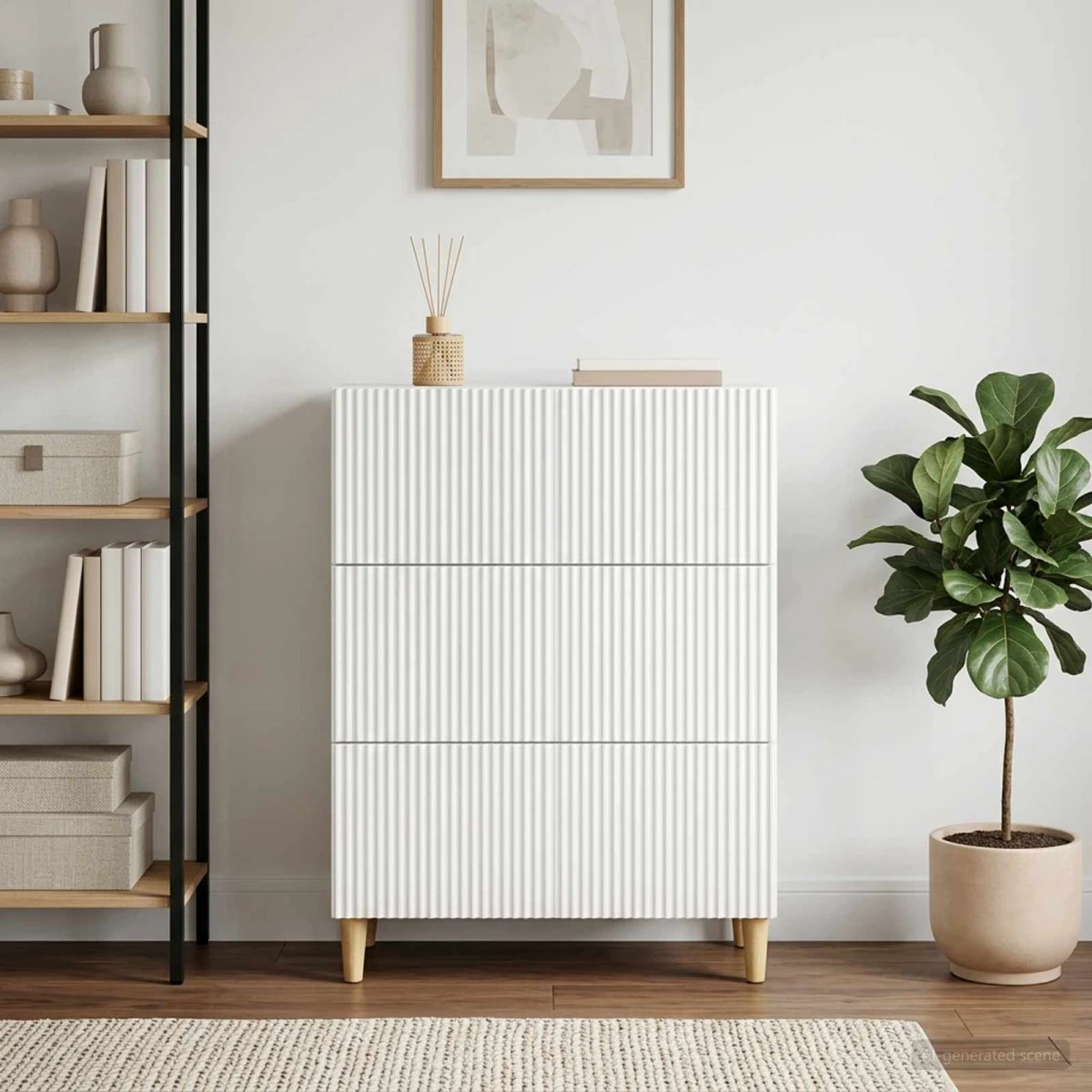 vidaXL Skuffeskab Hvid 66 x 34,5 x 90 cm i konstrueret træ