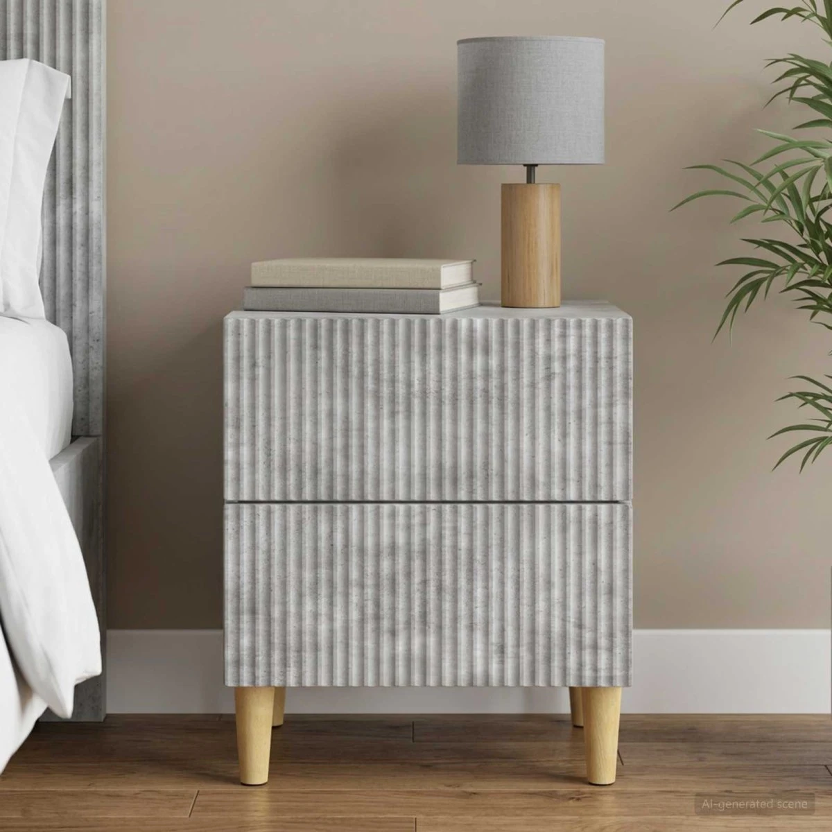 vidaXL Natbord Betongrå 43 x 34,5 x 48 cm Konstrueret træ