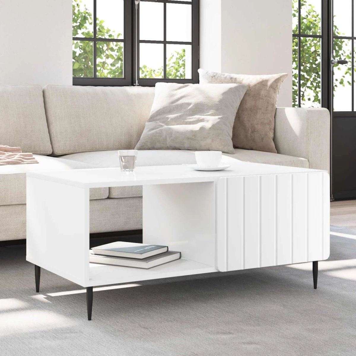 vidaXL Sofabord Hvid 90 x 50 x 40 cm i Konstrueret Træ