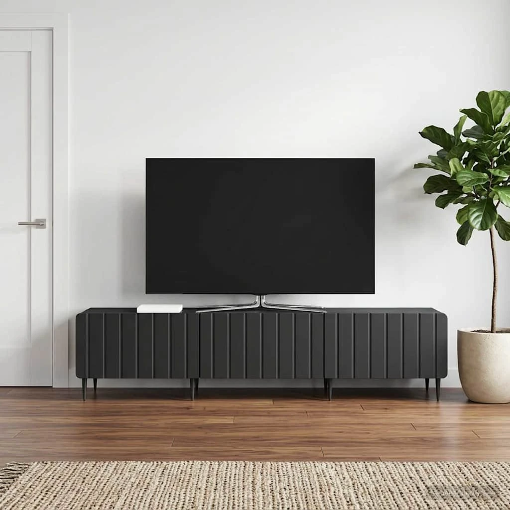 vidaXL TV-skab med 3 skuffer, Sort, 147 x 34,5 x 32 cm