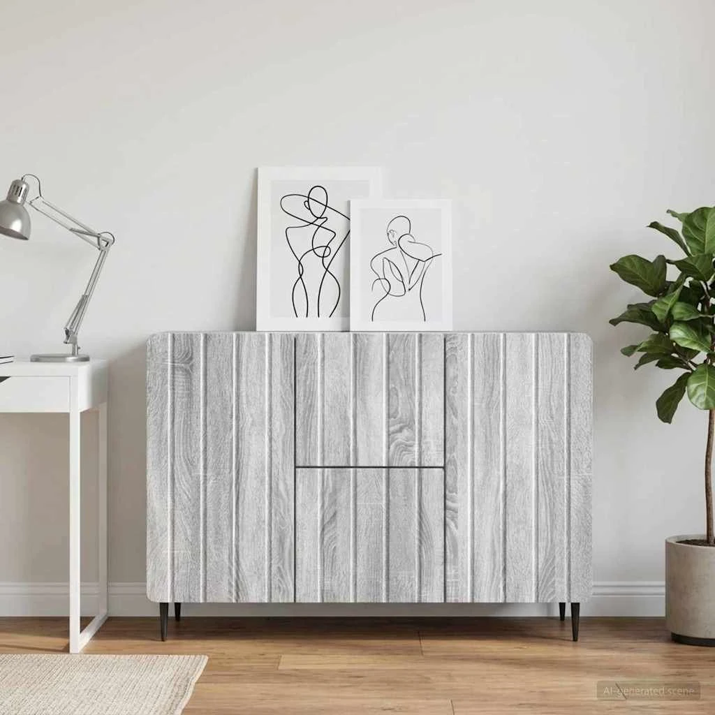 vidaXL Sideboard Grå Sonoma-eg 89 x 34,5 x 62 cm