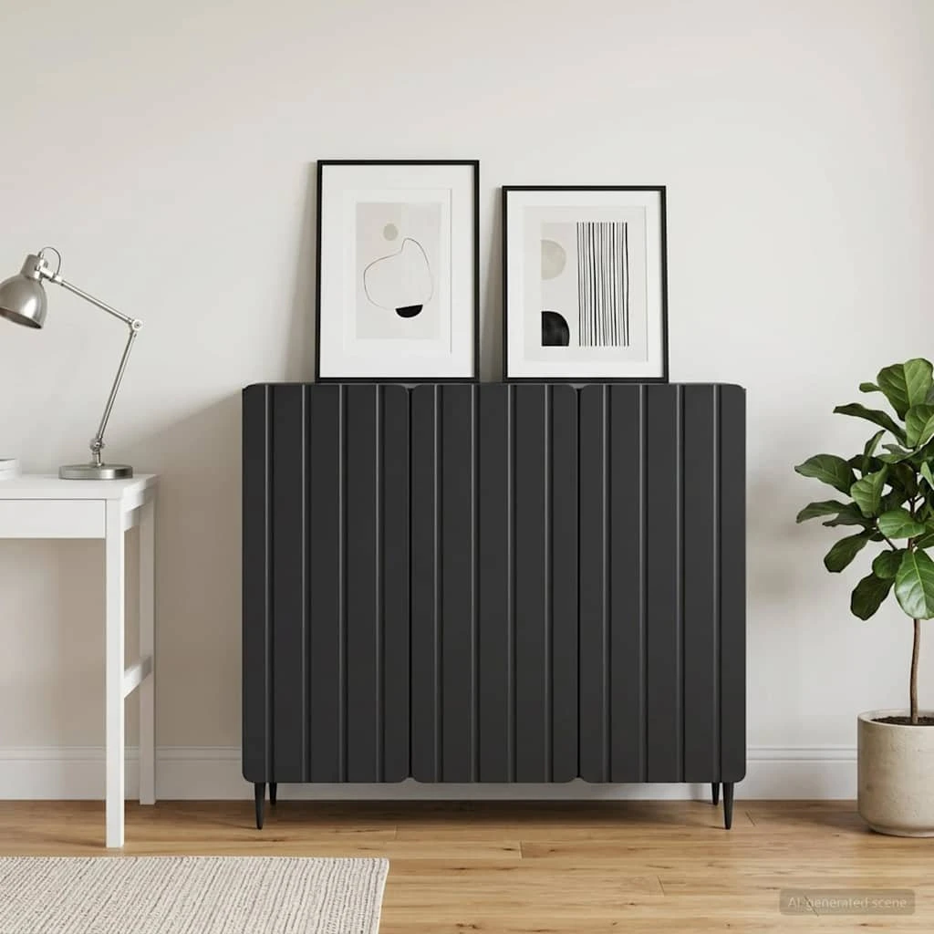 vidaXL Sideboard Sort 89 x 34,5 x 82 cm i konstrueret træ